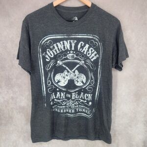 Zion Rootswear Johnny Cash T- Shirt Man In Black  Tennessee Three Size Large
